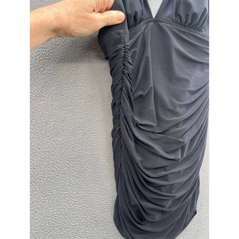 Magicsuit One Piece Swimsuit 12 Black Halter Ruched Swim Dress Tummy Control